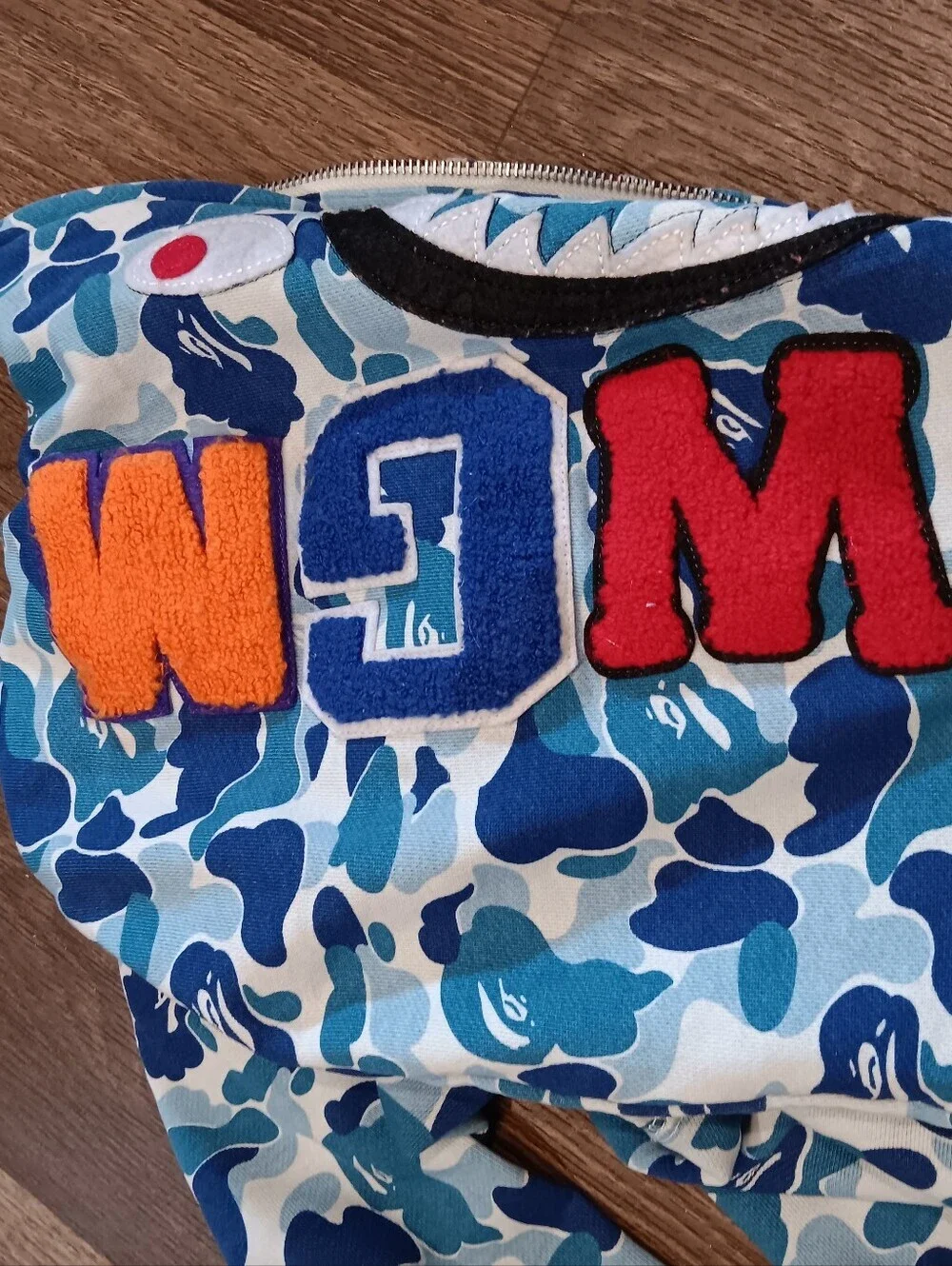 BAPE ABC Camo Shark WGM Full Zip Hoodie Blue | A Bathing Ape Sz L